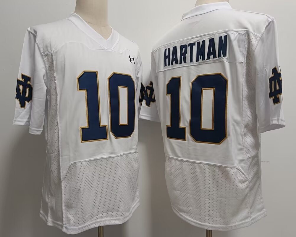 2024 NCAA Men University of Notre Dame #10 Sam Hartman white nike jerseys style 2->ncaa teams->NCAA Jersey